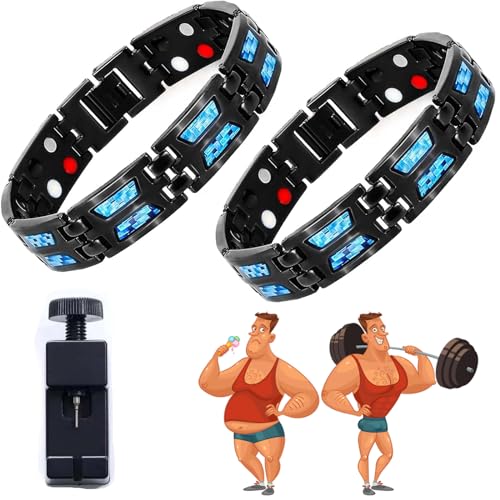 IRXELO Noruion Far-Infrarot-Ionen-Armband, Noruion Far Infrared Ionizer Wristband,Magnetarmband Magnetbänder Für Herren Herrenarmband Längenverstellbar Mit,Infrarot Armband,Verstellbare (2Stück) von IRXELO