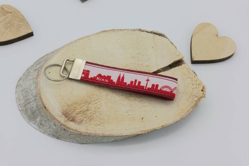 Lederschlüsselanhänger Mit Kölner Skyline Stoffborte von IRiZDESiGN