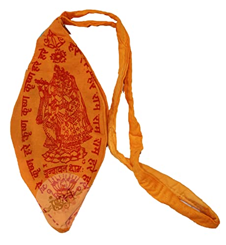 IS4A Gaumukhi Jap Mala Tasche (Hase Rama Hase Krishna Design) Indische Handarbeit Baumwolle Gomukhi Japa Mala Chanting Tasche, Gebetskette Mala Japa Jholi für Mantra Jap, Japa Meditation & Yoga Jaap von IS4A