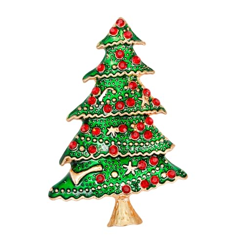 Vintage Weihnachtsbrosche Glitzer Strass Tinkle Set Grün Weihnachtsbaum Brosche Mode Weihnachtsbaum Pin Brosche Österreichische Kristall Weihnachtsbaum Brosche Emaille Weihnachtsschmuck für Frauen von IS4U