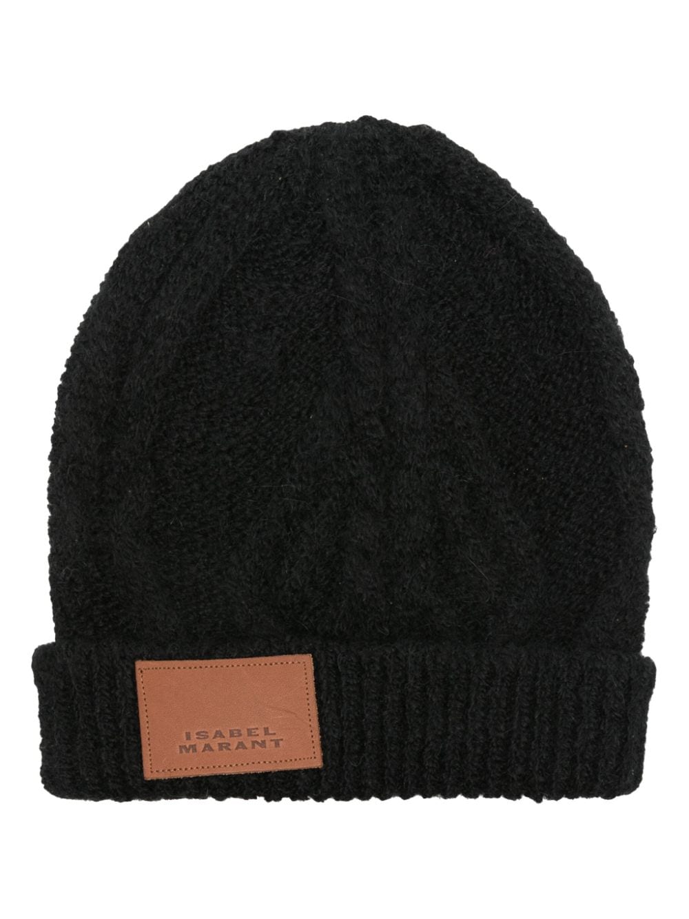 ISABEL MARANT Grob gestrickte Beanie mit Logo-Patch - Schwarz von ISABEL MARANT