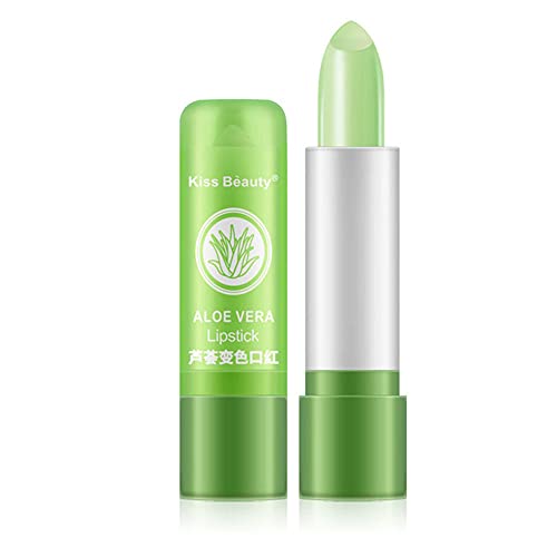 1 Stück Lippenbalsam Aloe Vera Jelly Lippenstift, Natürliche Grüner Magie Temperatur Farbwechsel Lippenstift, Lang anhaltendes Feuchtigkeitsspendendes Aloe Vera Lippenstift Set für Mädchen Geschenk von ISAKEN