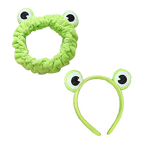 2 stücke Niedlichen Lustige Frosch Make-up Stirnband Haarband Elastische Breitkrempe Tier Haarbänder Haarschlaufe für Mädchen Frauen,Frosch Haarbänder Haarbügel Haarschmuck für Dusche Hautpflege Sport von ISAKEN