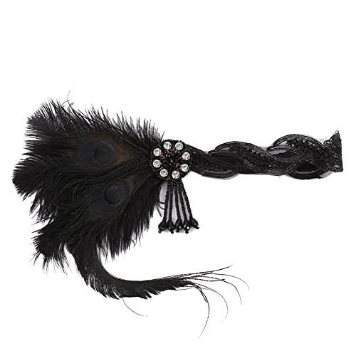 ISAKEN 1920er Jahre Stirnband Accessories Für Frauen Mädchen Feder Gatsby Kopfschmuck 20er Accessoires Eine Nacht Haar Vintage Kristall Abschlussball Cocktail Party Retro Thema von ISAKEN