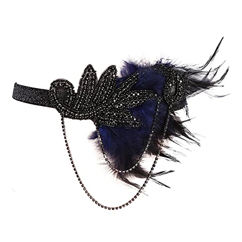 ISAKEN 1920s Stirnband Feder Damen Haarband 20er Jahre Elastisch Kopfschmuck Mode Bling Strass Haarschmuck Gatsby Kostüm Accessoires Vintage Party Festival Haarschmuck von ISAKEN