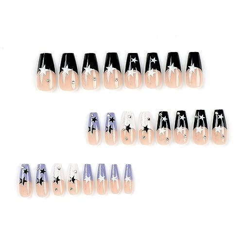 ISAKEN 24 Stück Künstliche Nägel Lange Ballerina Falsche Nägel Vollständig Abdeckende Nägel Künstliche Bling Glitzer Press on Nails Full Cover für Frauen und Mädchen von ISAKEN