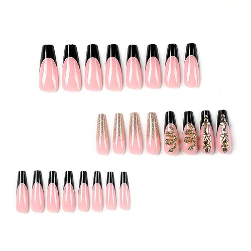 ISAKEN 24 Stück Künstliche Nägel Lange Ballerina Falsche Nägel Vollständig Abdeckende Nägel Künstliche Bling Glitzer Press on Nails Full Cover für Frauen und Mädchen von ISAKEN