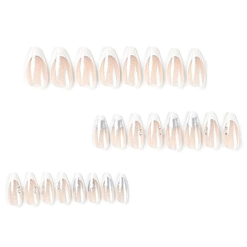 ISAKEN 24 Stück Künstliche Nägel Lange Ballerina Falsche Nägel Vollständig Abdeckende Nägel Künstliche Bling Glitzer Press on Nails Full Cover für Frauen und Mädchen von ISAKEN