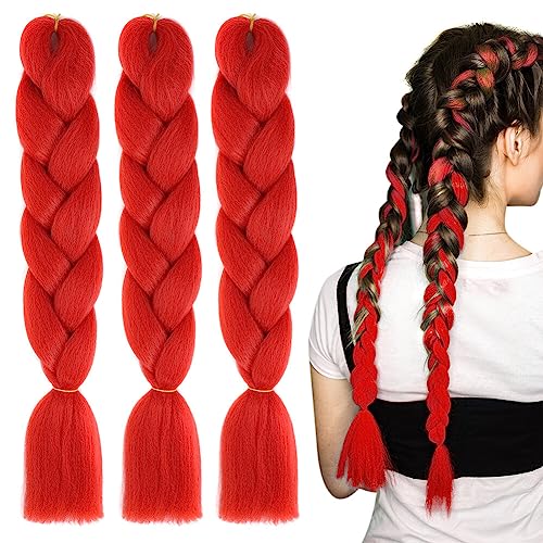 ISAKEN 3 Stück Braids Extensions Flechthaare Ombre Jumbo Braid Haarverlängerung Hair Braiding Extensions Kanekalon Braids Box Braid Hair Synthetic Für Frauen Mädchen Crochet Twist Flechten Haar von ISAKEN