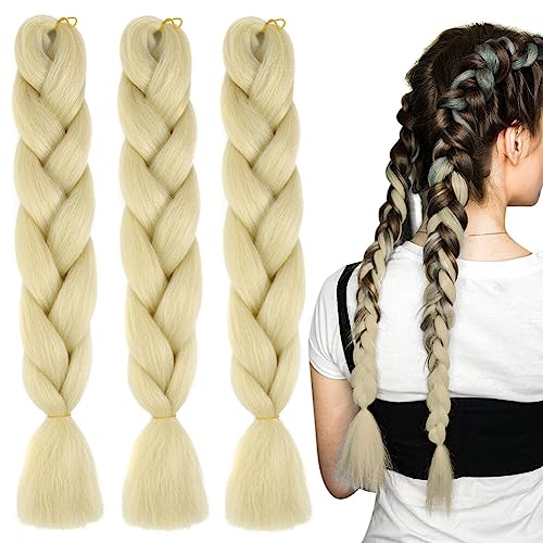 ISAKEN 3 Stück Braids Extensions Flechthaare Ombre Jumbo Braid Haarverlängerung Hair Braiding Extensions Kanekalon Braids Box Braid Hair Synthetic Für Frauen Mädchen Crochet Twist Flechten Haar von ISAKEN