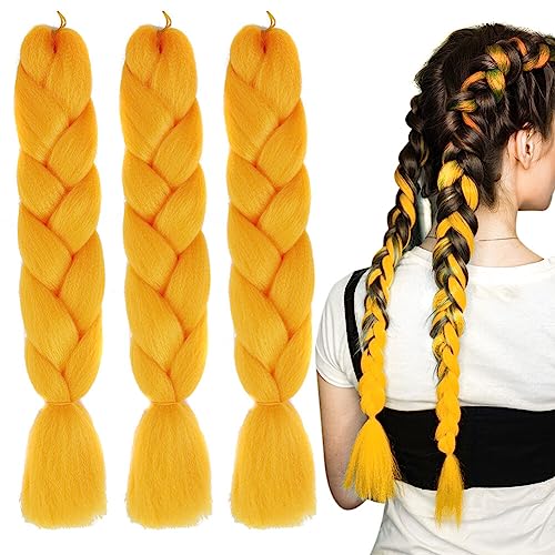 ISAKEN 3 Stück Braids Extensions Flechthaare Ombre Jumbo Braid Haarverlängerung Hair Braiding Extensions Kanekalon Braids Box Braid Hair Synthetic Für Frauen Mädchen Crochet Twist Flechten Haar von ISAKEN