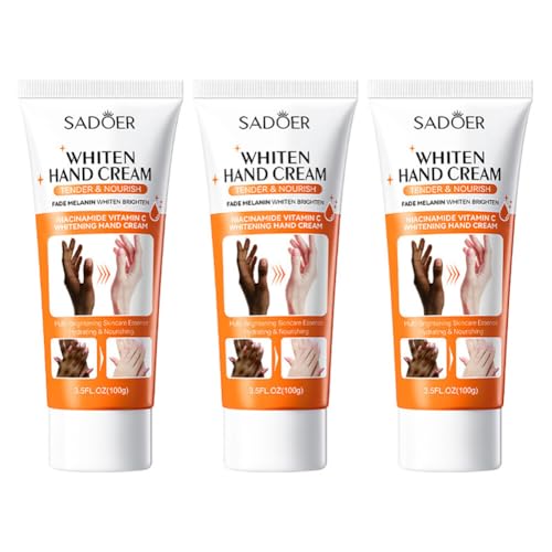 ISAKEN 3 Stück Whiten Handcreme Set, 100g Whiten Hand Cream Feuchtigkeitsspendend Fußcreme Handlotion für Frauen Männer, Körpercreme Geschenkset für Muttertag Weihnachten Geburtstagsgeschenke von ISAKEN