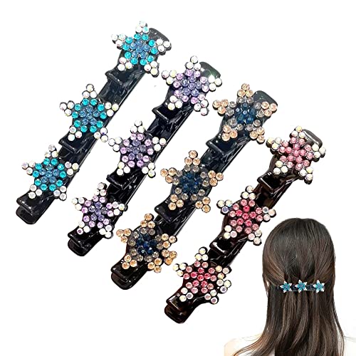 ISAKEN 4 Stück Kolibri Haarspange mit Kristallblume, Kristall Strass Haarspange Doppelschicht Haarspangen Rutschfeste Geflochtene Haarspangen Backenclips Haarstyling Zubehör für Frauen Mädchen ISAKEN 4 Stück Kolibri Haarspange mit Kristallblume, Kristall Strass Haarspange Doppelschicht Haarspangen Rutschfeste Geflochtene Haarspangen Backenclips Haarstyling Zubehör für Frauen Mädchen von ISAKEN