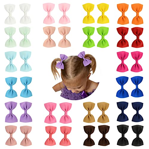 ISAKEN 40 Stück Baby Mädchen Haarschleifen Clips mit Schleife, Weiche Ripsband Haarschleifen-Clips Baby Haarclips Haarklammern Haarspangen Schleife Haarschmuck Haar Accessoire für Babys Kinder Mädchen von ISAKEN