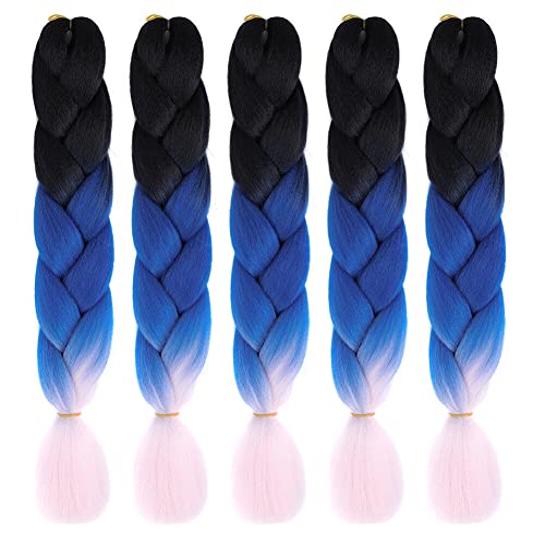 ISAKEN 5 Stück Braids Extensions Hair Jumbo Flechten Hair Extensions Flechthaarverlängerung Jumbo Braids Kunsthaar Haar Flechten Extensions Für Frauen Mädchen Crochet Twist Flechten Haar von ISAKEN