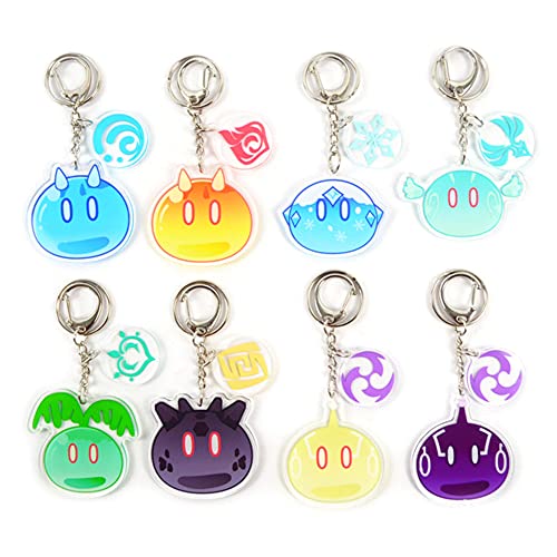 ISAKEN 8 Stück Schlüsselanhänger Keychain Anhänger, Cartoon Figuren Anhänger Acryl Anhänger, Slime Keychain Hängende Ornament Schlüsselanhänger Slime Keyring für Anime Lovers von ISAKEN