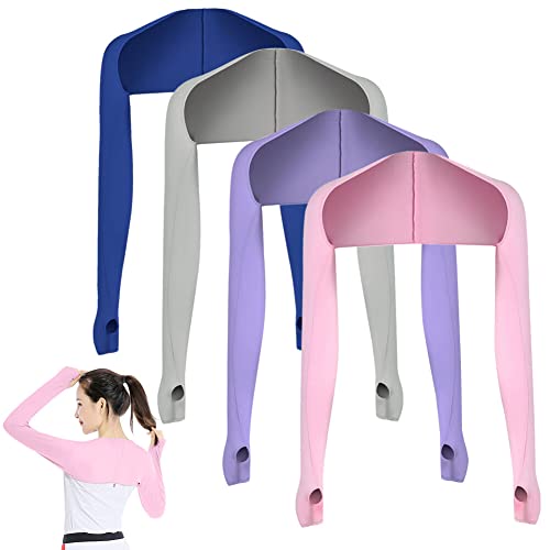 ISAKEN Armstulpen Arm Sleeve, 4 Stück Damen Schal Arm Armmanschette Kühlschal Armmanschettes Fingerlöcher Sonnencreme Cooler Shrug Armmanschette von ISAKEN