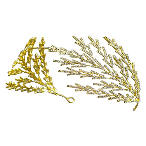 ISAKEN Blatt Stirnbänder Braut Hochzeit Stirnband Haarschmuck Kristall Braut Tiara Haar Pin Blätter Haarband Kopfschmuck für Braut Brautjungfern von ISAKEN