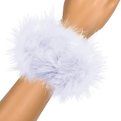 ISAKEN Damen Feder Armband, Elegante Frauen Feder Manschetten Federschlagarmbänder Haarschmuck Armbanduhr Haar-Accessoire Halloween Armbänder zum Cosplay Spiel Party von ISAKEN