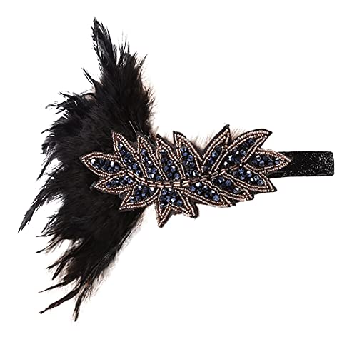 ISAKEN Damen Feder Stirnband 1920er Jahre Mode Bling Strass Kopfbedeckung Haarschmuck Haarreif Gatsby Kostüm Flapper Federn Haarband für Frauen und Mädchen von ISAKEN