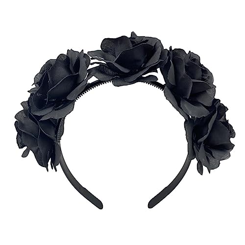 ISAKEN Damen Halloween Haarschmuck Rose Blumen Stirnband Stirnbänder Halloween Spinnen Haarreifen für Halloween Party Cosplay Kostüm Kopfschmuck Maskerade Dekoration Requisite von ISAKEN