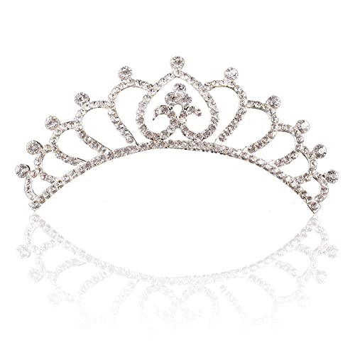 ISAKEN Diademe für Mädchen, Kristall Tiara Perle Prinzessin Kostüm Krone Stirnband Stirnband Silber Kopfschmuck Tiara Haarschmuck für Cosplay Mädchen Geburtstag Party von ISAKEN