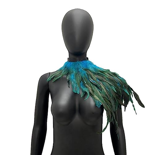 ISAKEN Feather Schal Feder Achselzucken Damen Schal Halloween Schal Gothic Feather Shrug Shrug Damen Halloween Party Kostüm Epauletten Fliege Krawatte Kragen von ISAKEN