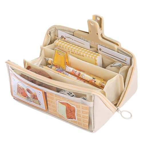 ISAKEN Federmäppchen, Federmappe Groß mit Fächern Stiftetasche Aufbewahrungs-Stifttasche Tragbar Kosmetiktasche, Pencil Case Federtasche Schlamperbox für Schreibwaren Schulbedarf von ISAKEN