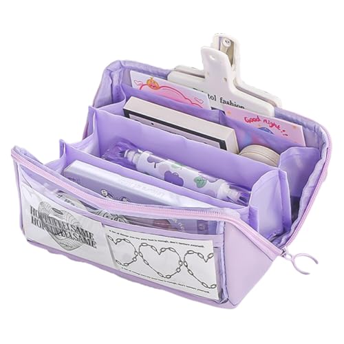 ISAKEN Federmäppchen, Federmappe Groß mit Fächern Stiftetasche Aufbewahrungs-Stifttasche Tragbar Kosmetiktasche, Pencil Case Federtasche Schlamperbox für Schreibwaren Schulbedarf von ISAKEN