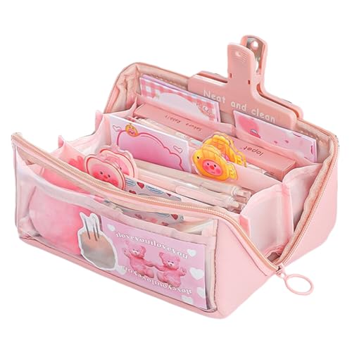 ISAKEN Federmäppchen, Federmappe Groß mit Fächern Stiftetasche Aufbewahrungs-Stifttasche Tragbar Kosmetiktasche, Pencil Case Federtasche Schlamperbox für Schreibwaren Schulbedarf von ISAKEN