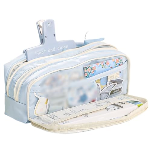 ISAKEN Federmäppchen für Schüler, Transparente Federtasche mit Vordertasche Mehrschichtiges Federmäppchen mit großem Fassungsvermögen für Schulbedarf der Schüler ISAKEN Federmäppchen für Schüler, Transparente Federtasche mit Vordertasche Mehrschichtiges Federmäppchen mit großem Fassungsvermögen für Schulbedarf der Schüler von ISAKEN
