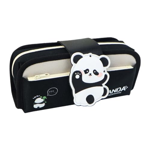 ISAKEN Federmäppchen mit 2 Fächer und Reißverschluss, Niedliches Panda Pencil Case Große Kapazität Studenten Mäppchen Bleistifthalter Stehbleistiftbeutel Aesthetic Mäppchen für Kinder Jungen Studenten von ISAKEN