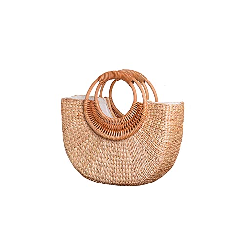 ISAKEN Frauen Strohtaschen Handgewebte Strandtasche Rattan Tasche Schnalle Stil Böhmen Handgefertigt Stroh Crossbody Geflochtene Damen Tasche für Arbeit Reise Party Hochzeit Outdoor von ISAKEN
