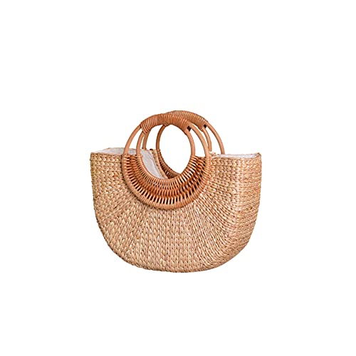 ISAKEN Frauen Strohtaschen Handgewebte Strandtasche Rattan Tasche Schnalle Stil Böhmen Handgefertigt Stroh Crossbody Geflochtene Damen Tasche für Arbeit Reise Party Hochzeit Outdoor von ISAKEN