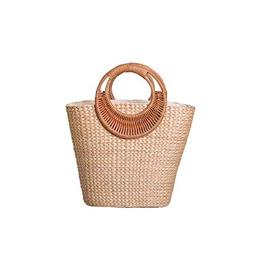 ISAKEN Frauen Strohtaschen Handgewebte Strandtasche Rattan Tasche Schnalle Stil Böhmen Handgefertigt Stroh Crossbody Geflochtene Damen Tasche für Arbeit Reise Party Hochzeit Outdoor von ISAKEN