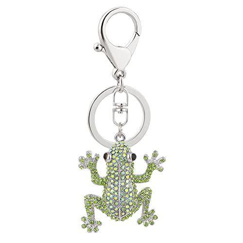 ISAKEN Frosch Schlüsselanhänger Bling Strass Auto Schlüsselbund Schlüsselhalter Dekorative Keychain Ornament Auto Tasche Handtasche Anhänger Zubehör für Frauen Auto Ringe Handtasche von ISAKEN