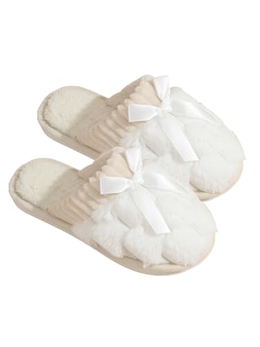 ISAKEN Fuzzy Pantoffeln, Frauen Schleife Fuzzy Hausschuhe Winter Warme Plüsch Hausschuhe Indoor Outdoor Haus flauschige Praktische Familienschuhe für Frauen Männer ISAKEN Fuzzy Pantoffeln, Frauen Schleife Fuzzy Hausschuhe Winter Warme Plüsch Hausschuhe Indoor Outdoor Haus flauschige Praktische Familienschuhe für Frauen Männer von ISAKEN