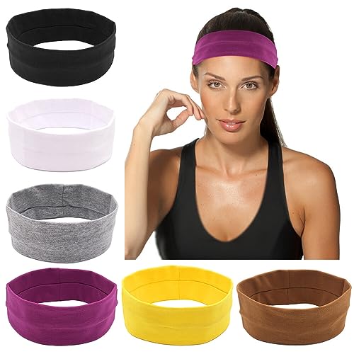 ISAKEN Haarband Damen Sport Stirnband Elastische Haarbänder Yoga Sport Workout Gym Kopftuch Haarreifen Headband Baumwolle Breit Kopftuch Haar-Accessoires für Mädchen Frauen Alltag Yoga Sport von ISAKEN