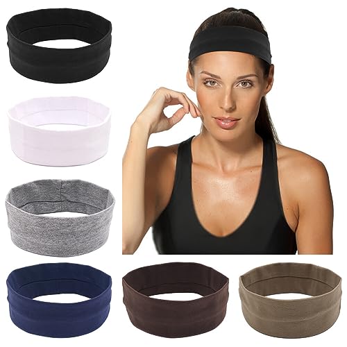 ISAKEN Haarband Damen Sport Stirnband Elastische Haarbänder Yoga Sport Workout Gym Kopftuch Haarreifen Headband Baumwolle Breit Kopftuch Haar-Accessoires für Mädchen Frauen Alltag Yoga Sport von ISAKEN