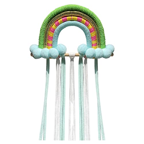 ISAKEN Haarspangen Aufbewahrung fur Mädchen, Regenbogen-Haarschleifenhalter zum Aufhängen von Haarspangen Quasten Wandaufhänger Dekoration für Baby Mädchen Haarschmuck Raumverzierung von ISAKEN