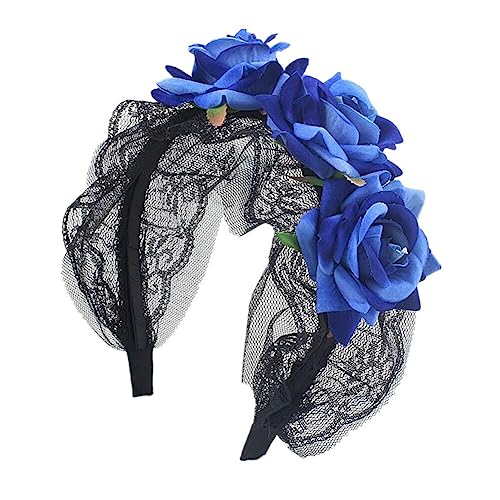 ISAKEN Halloween Blume Stirnband Tag der Toten Krone Kopfschmuck Damen Gothic Stirnbänder Für Halloween Party Birthday Requisiten Cosplay Festival Kopfschmuck Stirnband von ISAKEN