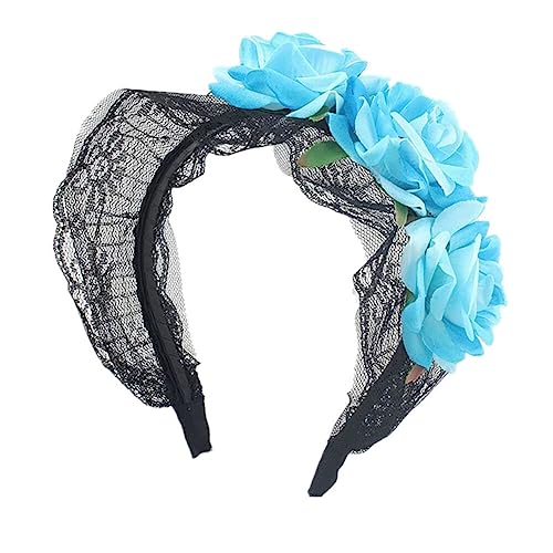 ISAKEN Halloween Blume Stirnband Tag der Toten Krone Kopfschmuck Damen Gothic Stirnbänder Für Halloween Party Birthday Requisiten Cosplay Festival Kopfschmuck Stirnband von ISAKEN