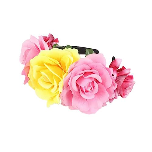 ISAKEN Halloween Stirnband Damen Blume Haarschmuck Tag der Toten Krone Kopfschmuck Gothic Stirnbänder Für Halloween Party Requisiten Cosplay Kopfschmuck Stirnband von ISAKEN