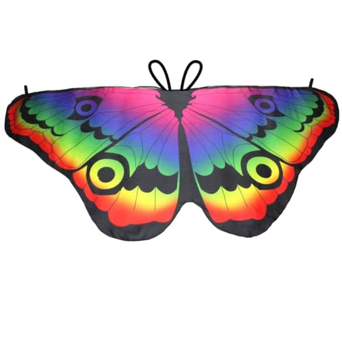 ISAKEN Kinder Schmetterlingsflügel Halloween Fee Schmetterling Umhang Flügel Kostüm Schmetterling Schal Pixie Poncho Kostüm für Mädchen Verkleiden Prinzessin Party Gastgeschenke von ISAKEN