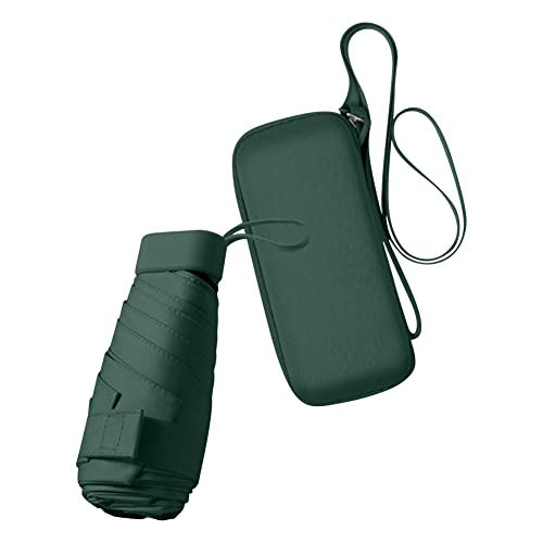 ISAKEN Mini Regenschirm Sturmfest Taschenschirm Klein UV-Tragbar mit Kapselbox, Sonne UV Regen Schutz Faltbarer Regenschirm für Herren Damen von ISAKEN