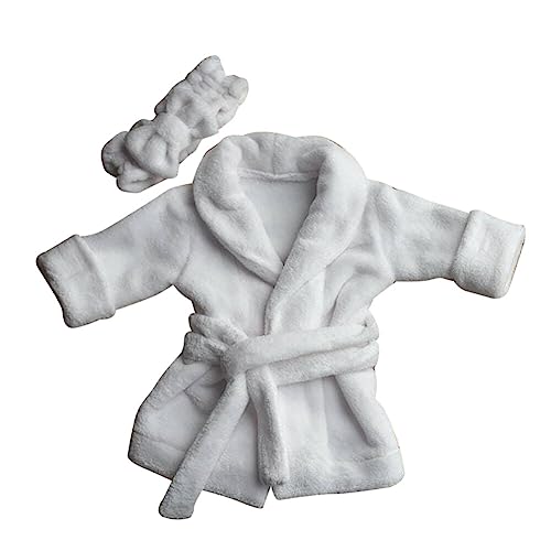 ISAKEN Neugeborene Foto Kostüm Baby Fotografie Requisiten Bademantel Handtücher Set Outfits Kleinkind Fotos Kleidung Set Unisex Bad Swaddle Shooting Foto Kleidung Zubehör für 0-6 Monate von ISAKEN