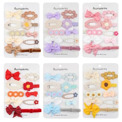 ISAKEN Neugeborene Haarspangen Set, Baby Mädchen Schleife Clip Babyzubehör mehrfarbig Mädchen Baby Haarschmuck Accessoire niedliche Haarspangen Set für Neugeborene Säuglinge Kleinkinder von ISAKEN