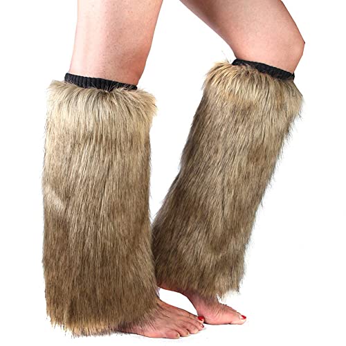 ISAKEN Plüsch Beinwärmer Flauschige Fell-Beinstulpen Fuzzy Fußabdeckung Warme Socken Stulpen Warme Abdeckung Stiefel Schuh Warme Gamasche Abdeckung für Damen Mädchen von ISAKEN