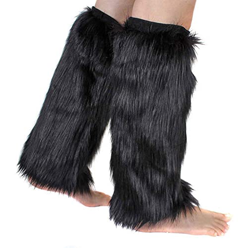 ISAKEN Plüsch Beinwärmer Flauschige Fell-Beinstulpen Fuzzy Fußabdeckung Warme Socken Stulpen Warme Abdeckung Stiefel Schuh Warme Gamasche Abdeckung für Damen Mädchen von ISAKEN