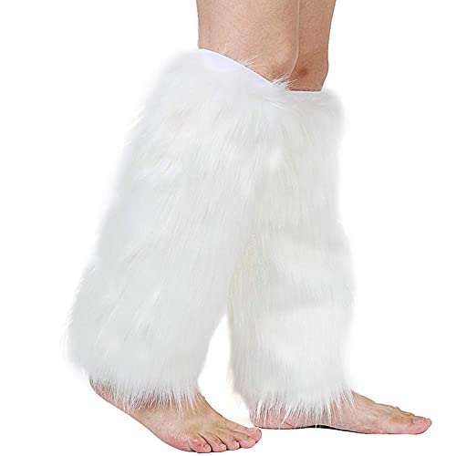 ISAKEN Plüsch Beinwärmer Flauschige Fell-Beinstulpen Fuzzy Fußabdeckung Warme Socken Stulpen Warme Abdeckung Stiefel Schuh Warme Gamasche Abdeckung für Damen Mädchen von ISAKEN